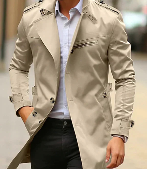 Men's Tailored Trench Coats for Autumn in Light beige