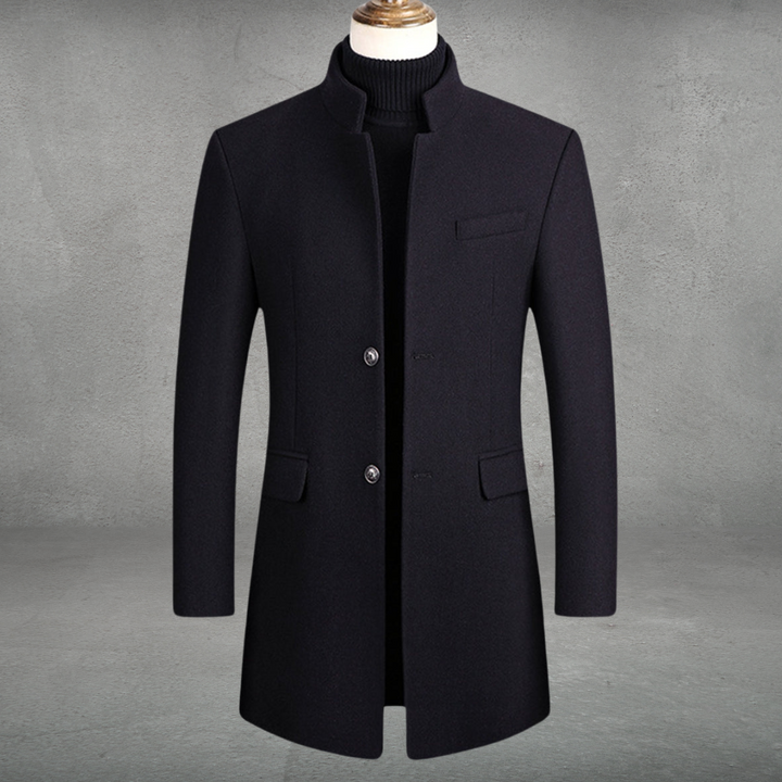 Men's Tailored Wool Coats for Business in Black