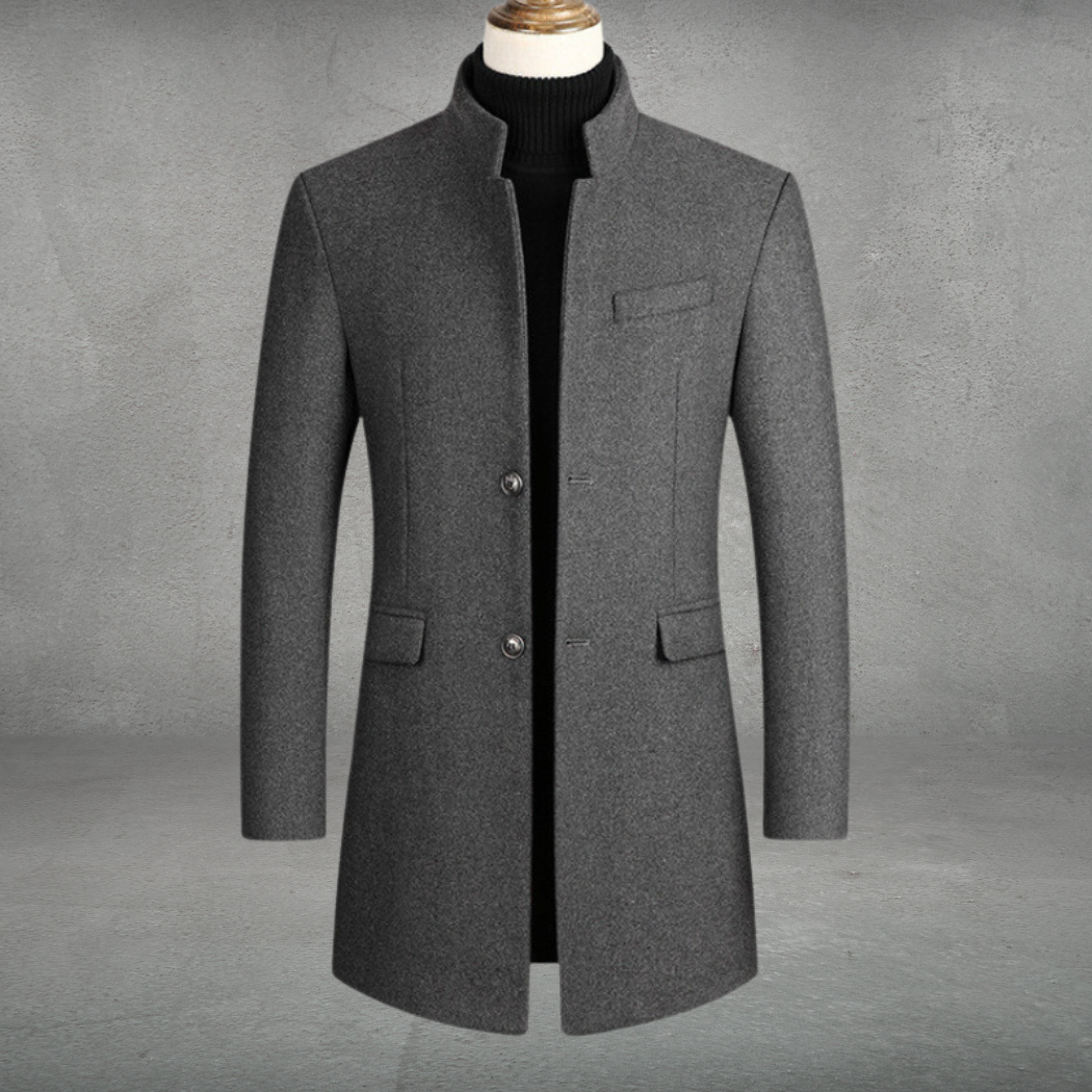 Men's Tailored Wool Coats for Business in Grey