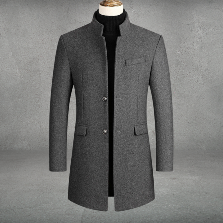 Men's Tailored Wool Coats for Business in Grey
