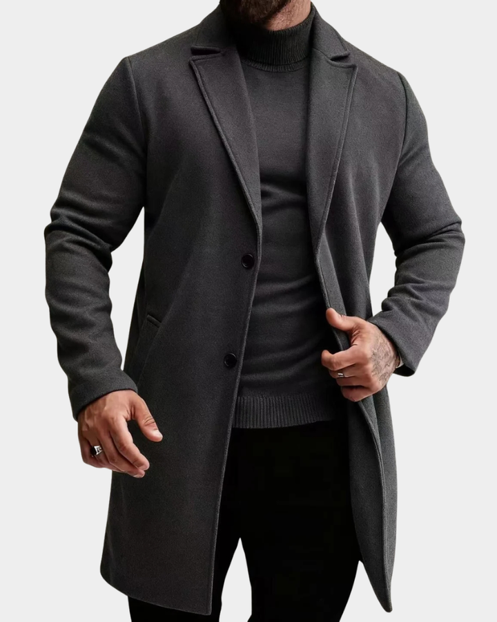 Men's Tailored Wool Jacket for Layering in Dark Grey