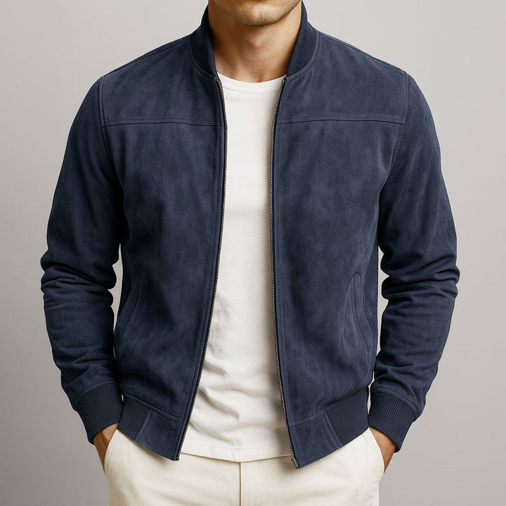 Men's Urban Tailored Bomber Jacket in Dark Blue