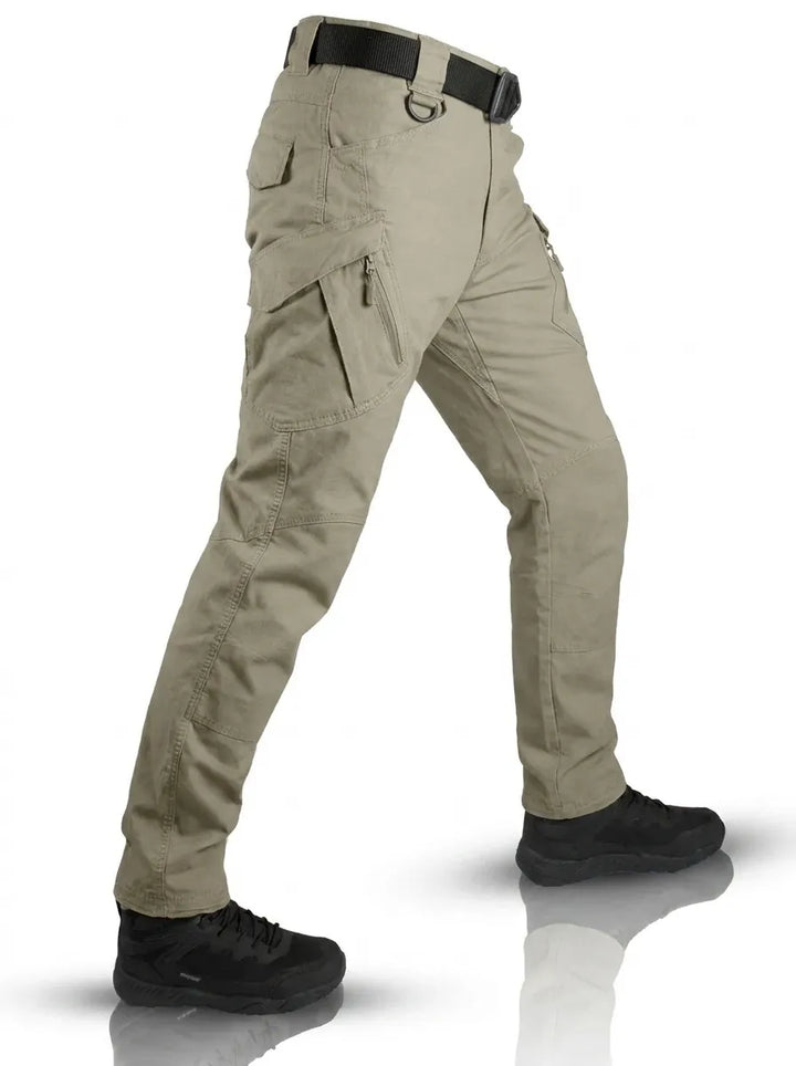 Men's Utility Cargo Trousers with Tactical Styling in Khaki