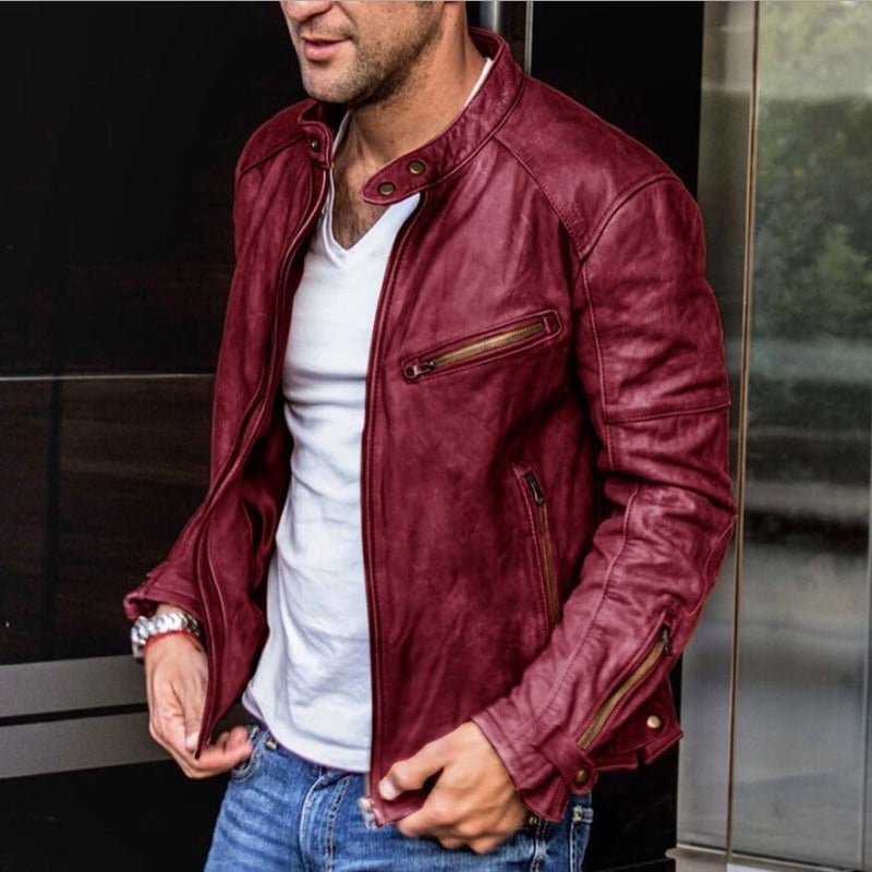 Men's Versatile Leather Coat in Timeless Style (4)