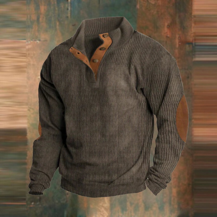 Men's Vintage Pullover with Elbow Patches in Brown