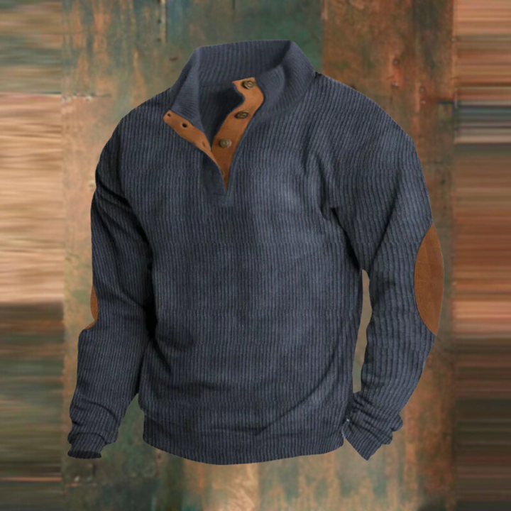 Men's Vintage Pullover with Elbow Patches in Navy