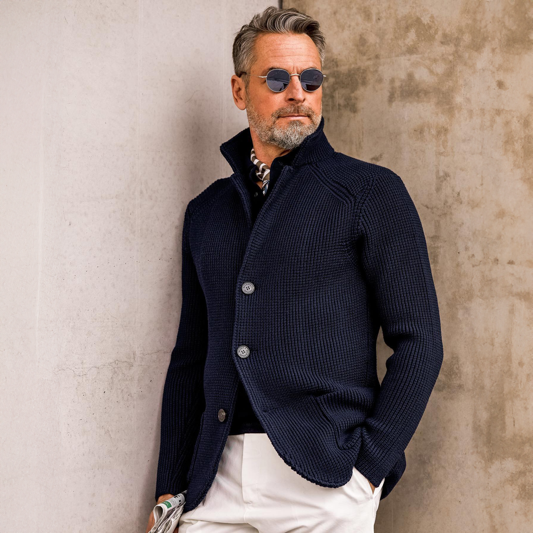 Men's Waffle Knit Pullover Cardigan (2)