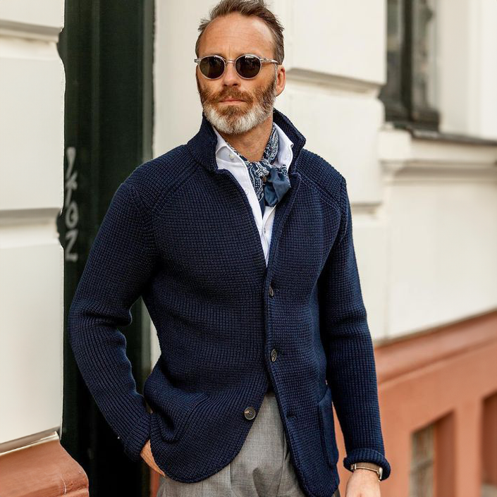 Men's Waffle Knit Pullover Cardigan (3)
