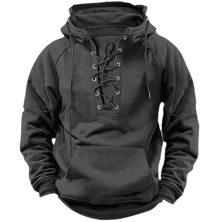 Men's Warm Retro Hoodie for Autumn in Grey