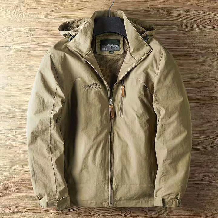 Men's Water-Resistant Jacket for Autumn in Khaki