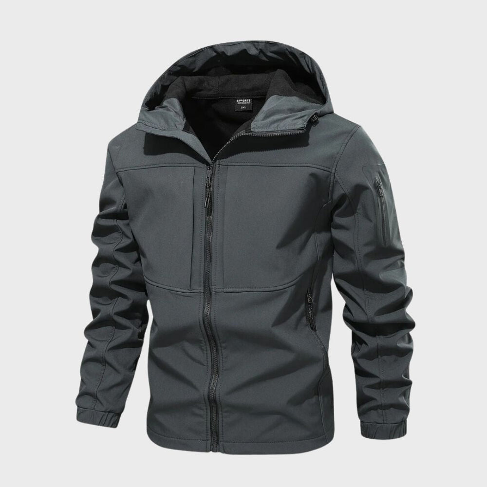 Men's Water-Resistant Softshell Jacket for Autumn in Grey