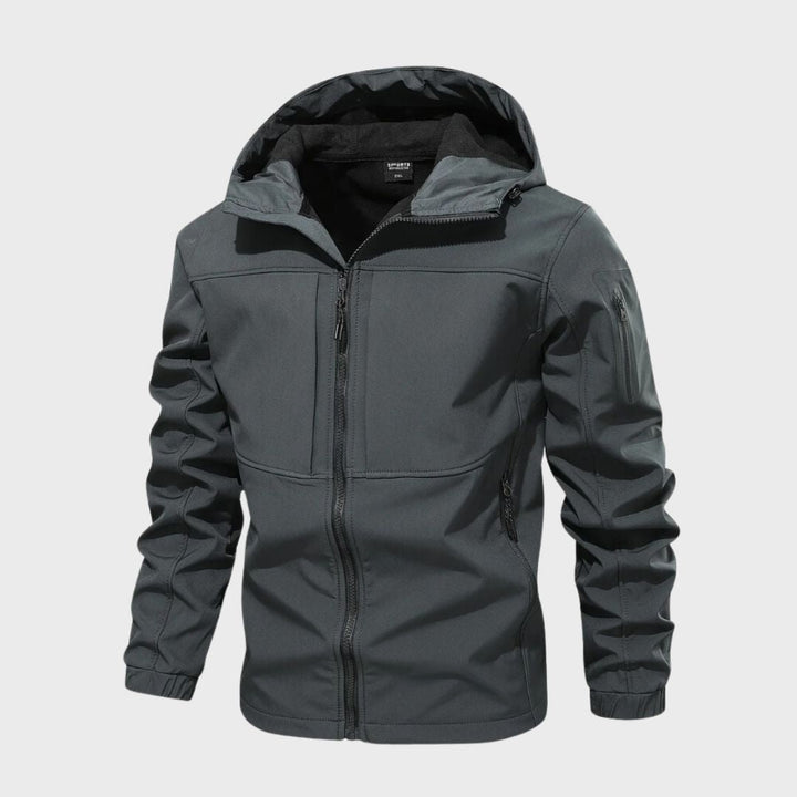 Men's Water-Resistant Softshell Jacket for Autumn in Grey