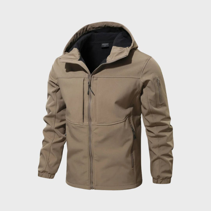 Men's Water-Resistant Softshell Jacket for Autumn in Khaki