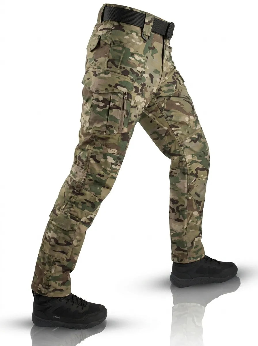 Men's Waterproof Tactical Cargo Trousers in Armeegrün