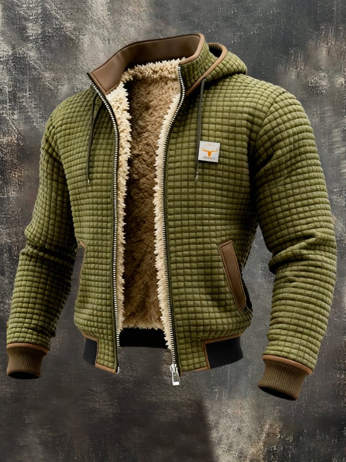 Men's Windproof Quilted Jacket with Pockets in Olive