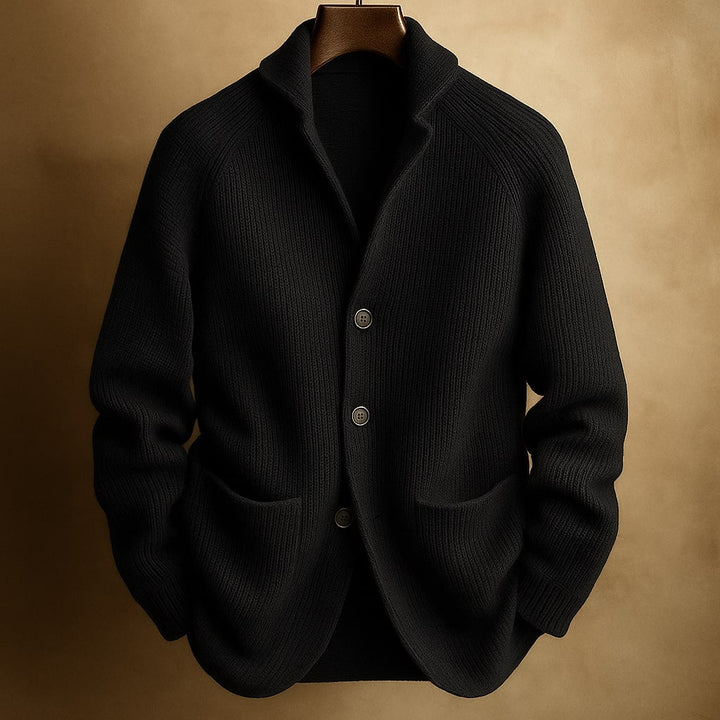 Men's Wool Christmas Jumper Corduroy Jacket in Black