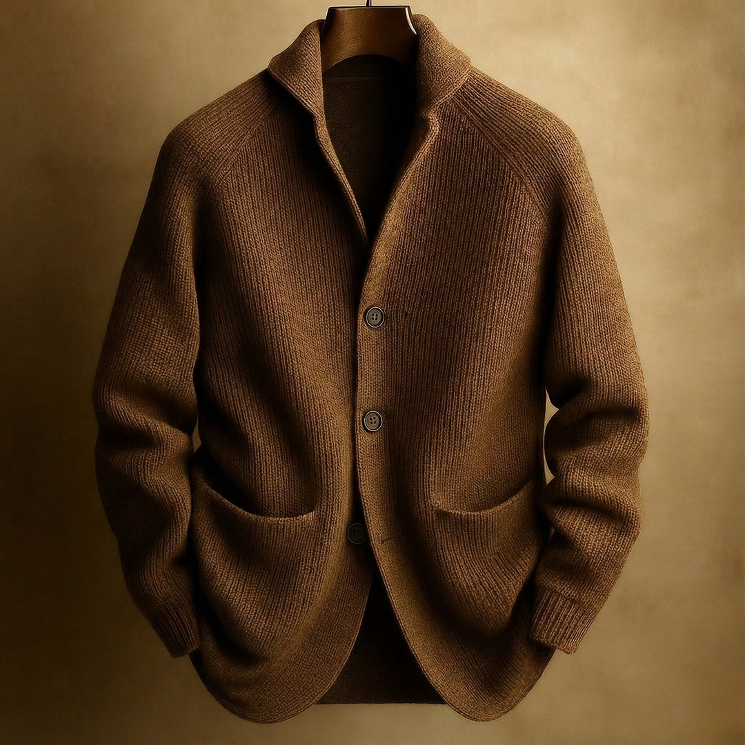 Men's Wool Christmas Jumper Corduroy Jacket in Brown
