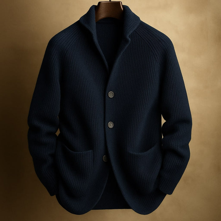 Men's Wool Christmas Jumper Corduroy Jacket in Dark Blue