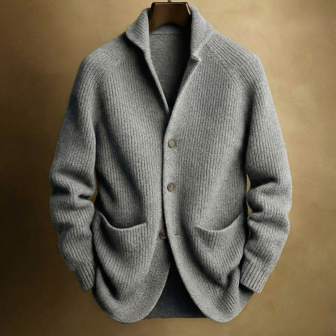 Men's Wool Christmas Jumper Corduroy Jacket in Grey