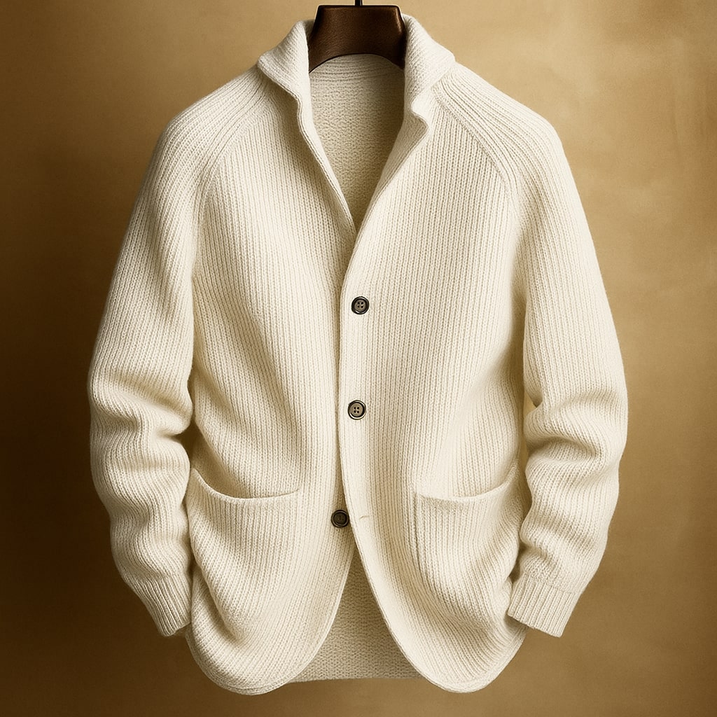 Men's Wool Christmas Jumper Corduroy Jacket in White
