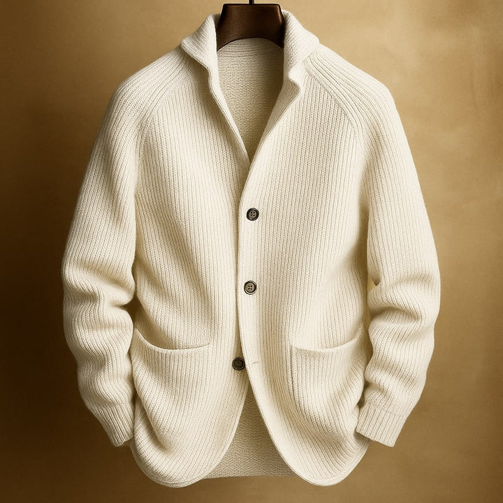 Men's Wool Christmas Jumper Corduroy Jacket in White