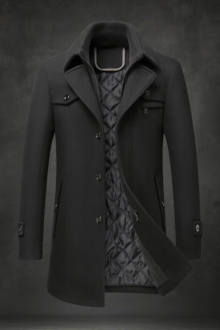Men's Wool Coats for Autumn in Black