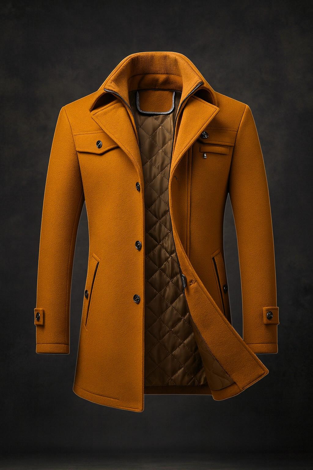 Men's Wool Coats for Autumn in Brown