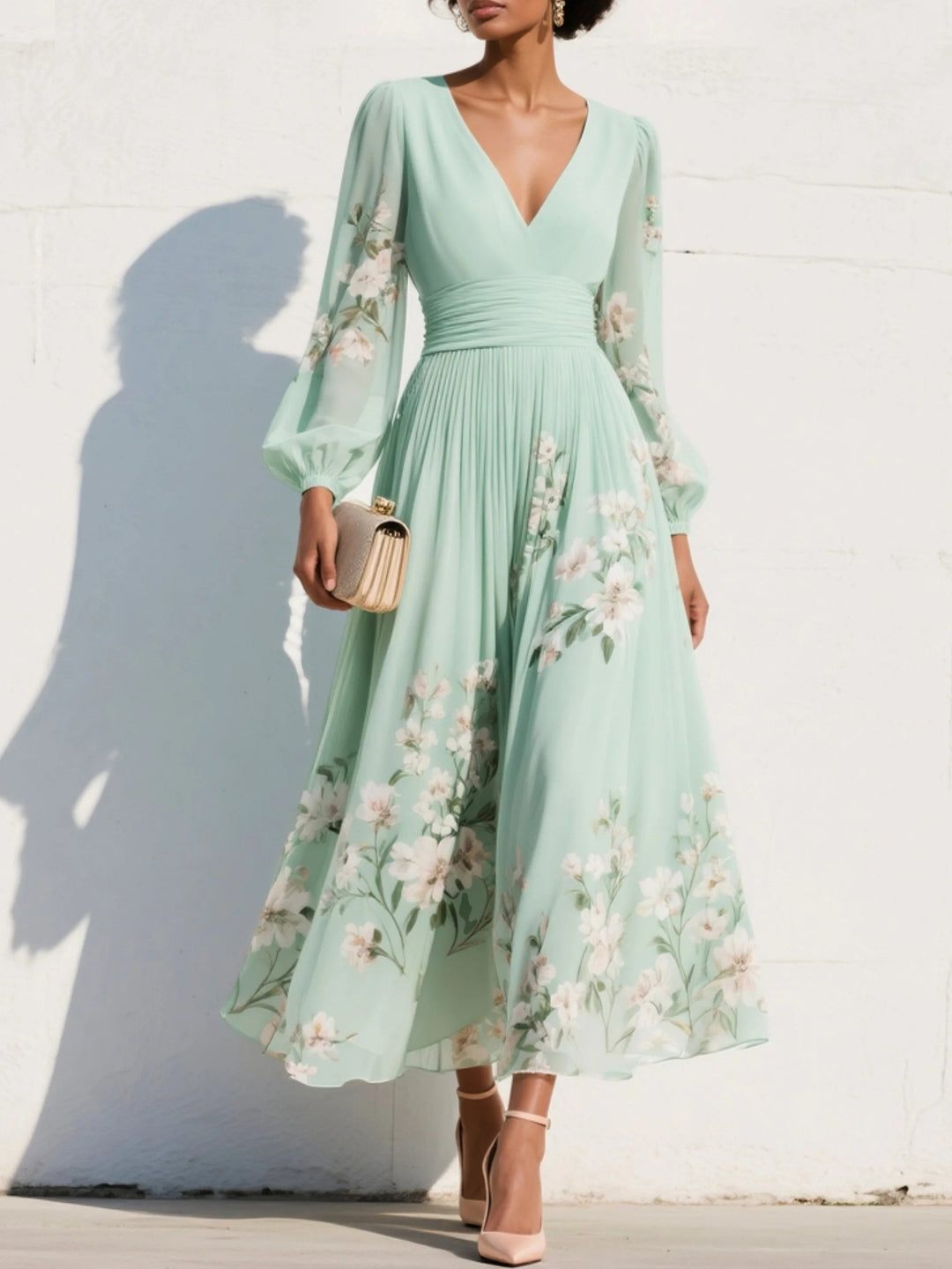 Midi Fall Wedding Guest Dress with Florals