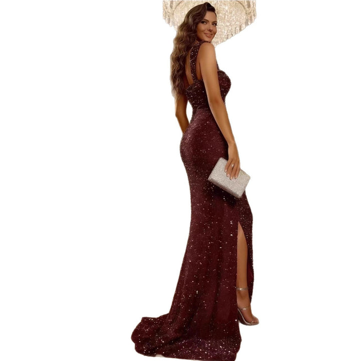 Nina One-Shoulder Sequin Evening Dress with Side Slit Foto 5