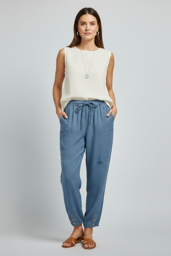Paige Cropped Summer Trousers with Drawstring Foto 4