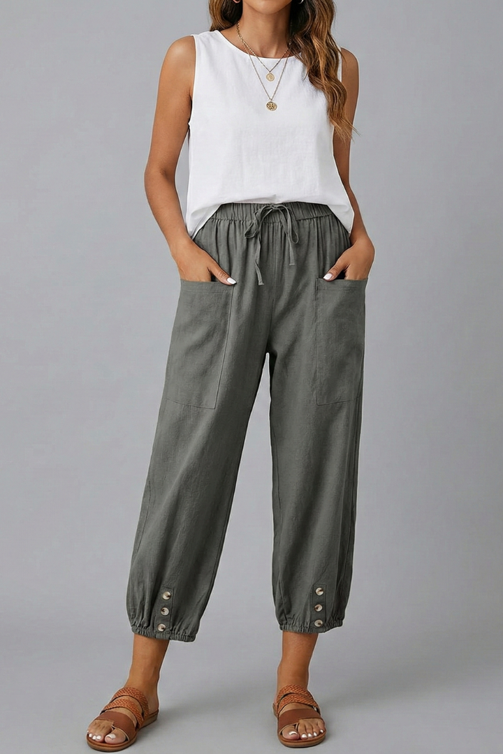 Paige Cropped Summer Trousers with Drawstring Foto 7