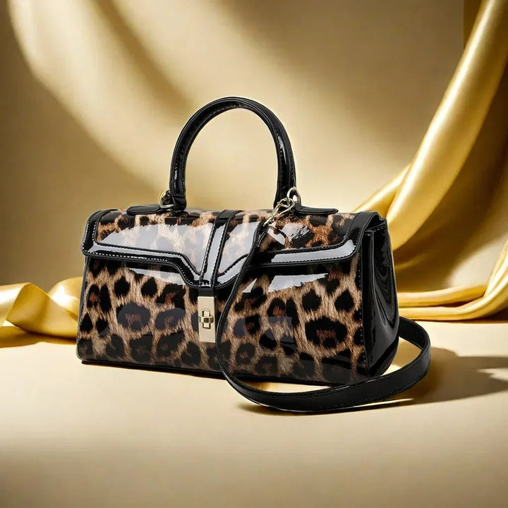 Patent Leather Tote Bag with Leopard Pattern (2)