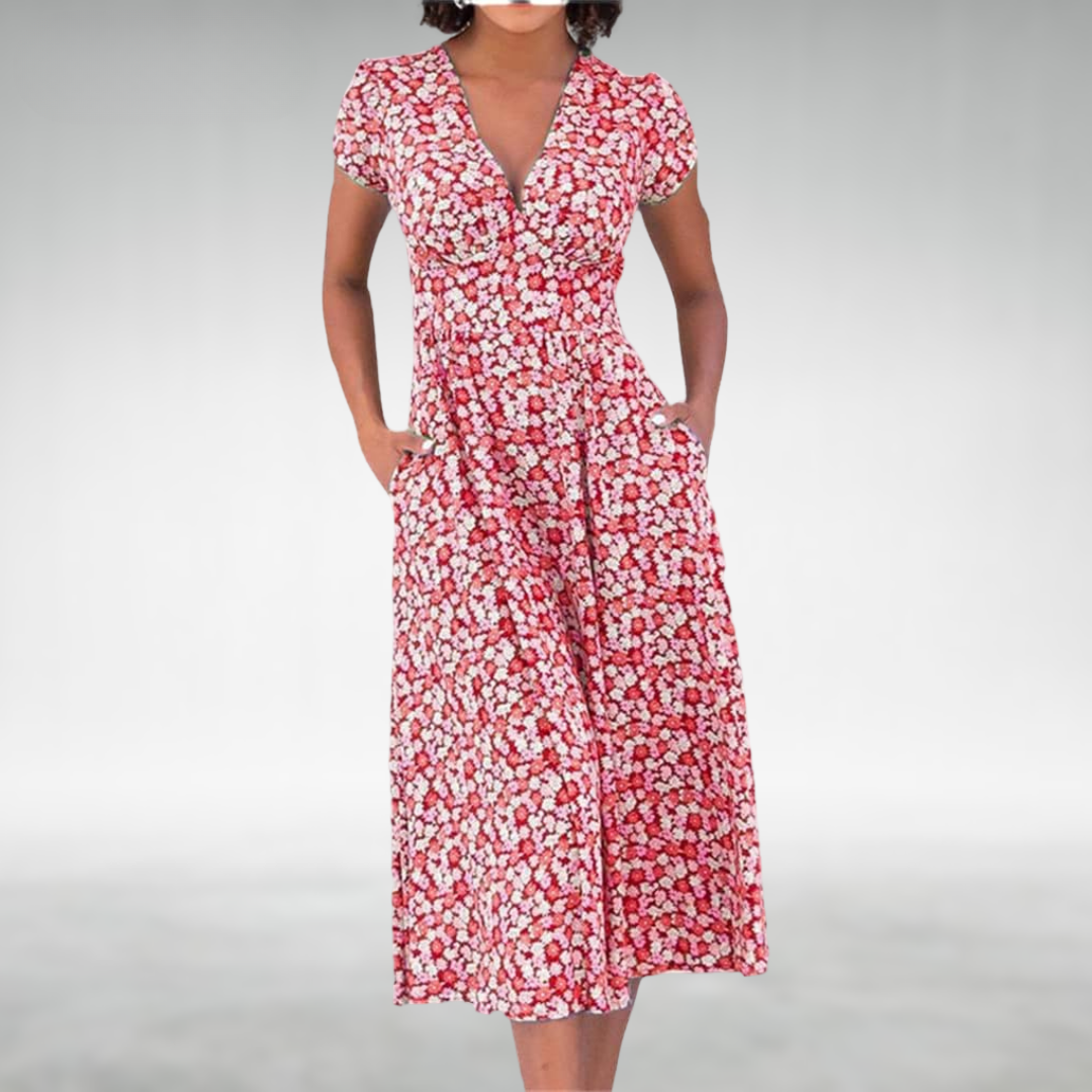 Pearl Blue Floral Summer Dress with Button Front Foto 2