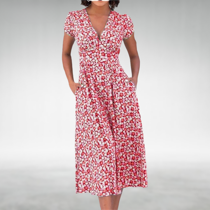 Pearl Blue Floral Summer Dress with Button Front Foto 2