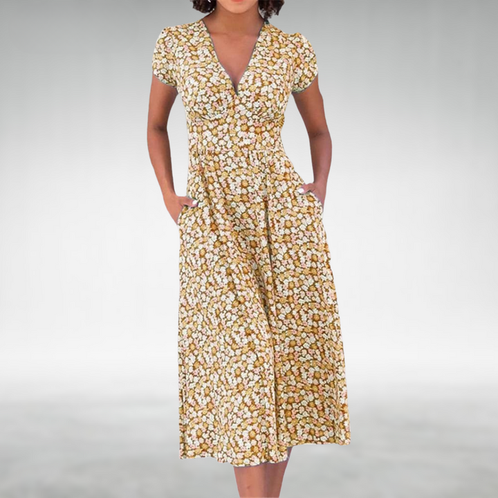 Pearl Blue Floral Summer Dress with Button Front Foto 4