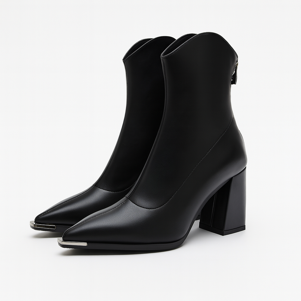 Pointed Toe Ankle Boots for Women in Black