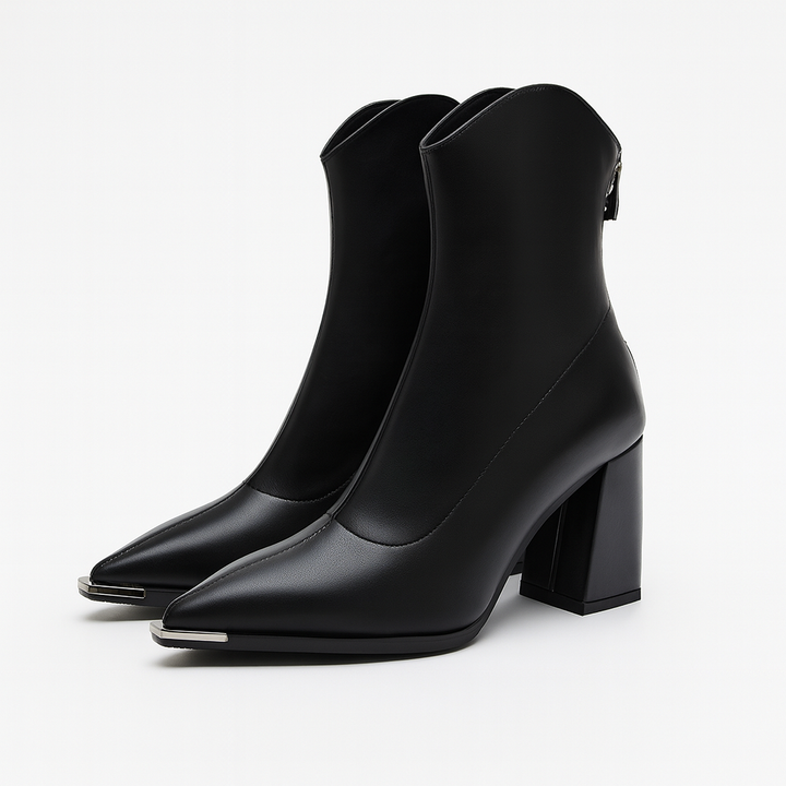 Pointed Toe Ankle Boots for Women in Black