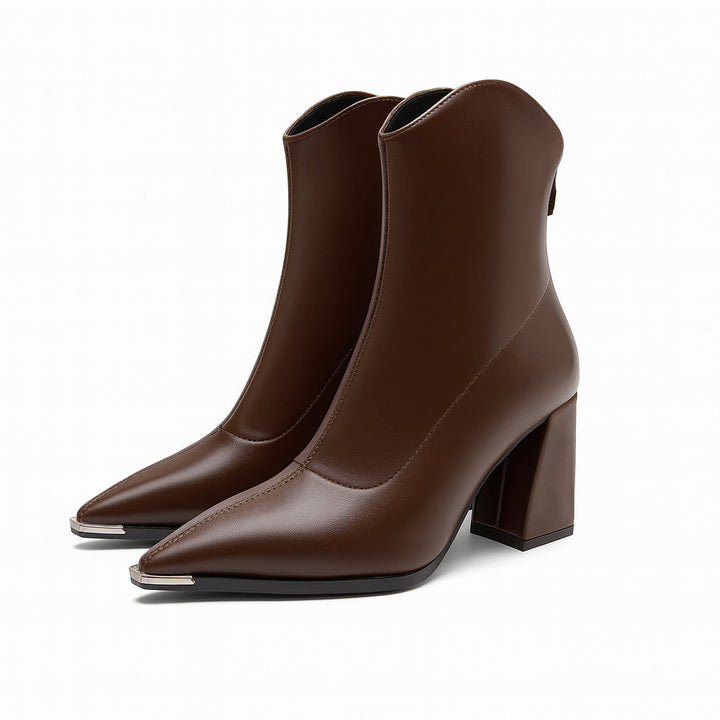 Pointed Toe Ankle Boots for Women in Brown