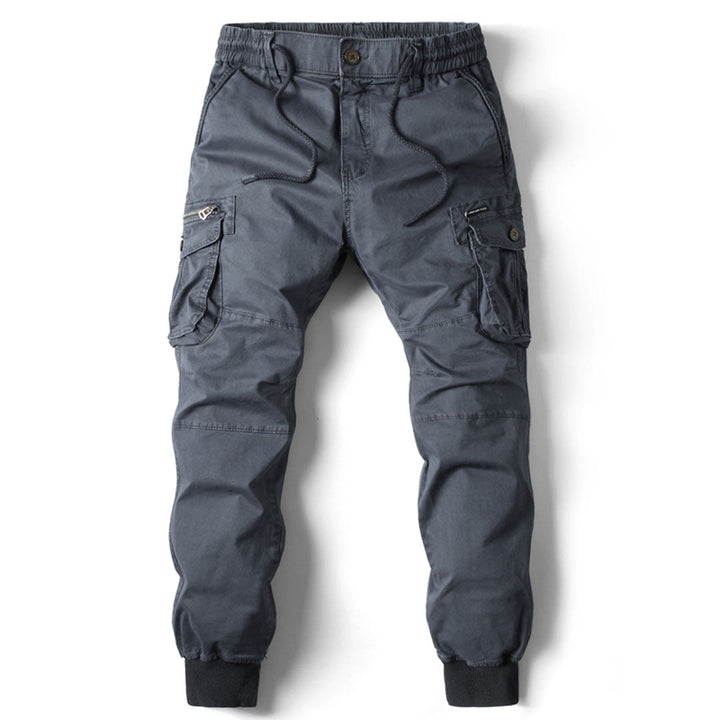 Practical Men's Cargo Trousers with Tapered Fit in Dark Grey