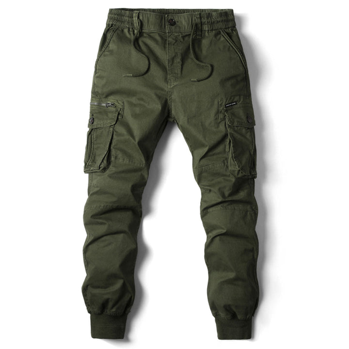 Practical Men's Cargo Trousers with Tapered Fit in Green
