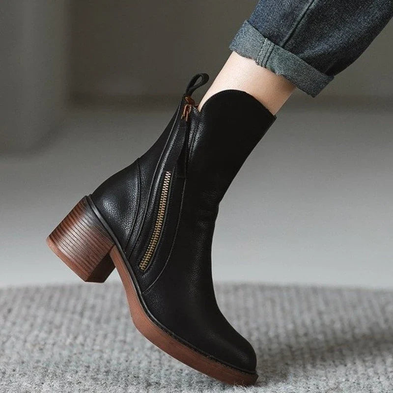 Premium Leather Women's Knee High Boots in Black
