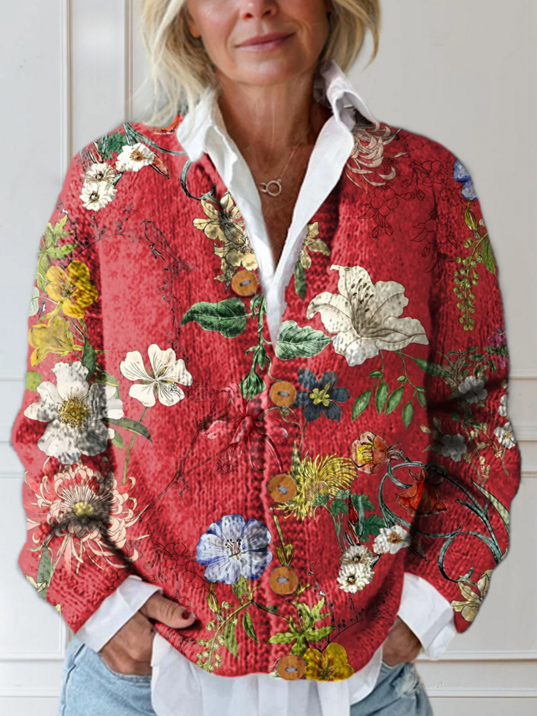 Queenie Cardigan-Jumper with Vintage Floral Pattern Foto 1