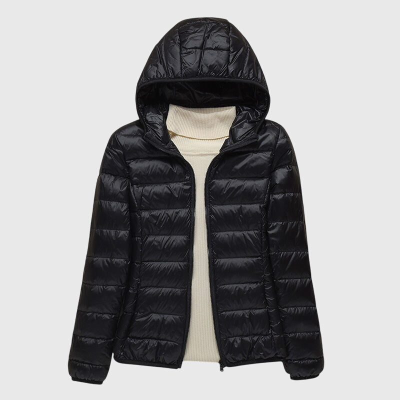 Quilted Waterproof Jacket for Autumn Days in Black