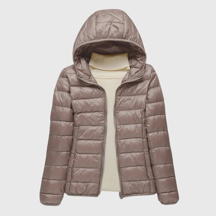 Quilted Waterproof Jacket for Autumn Days in Khaki