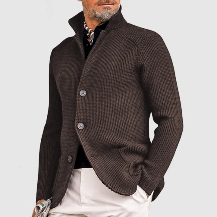 Relaxed Men's Christmas Sweater Cardigan in Brown