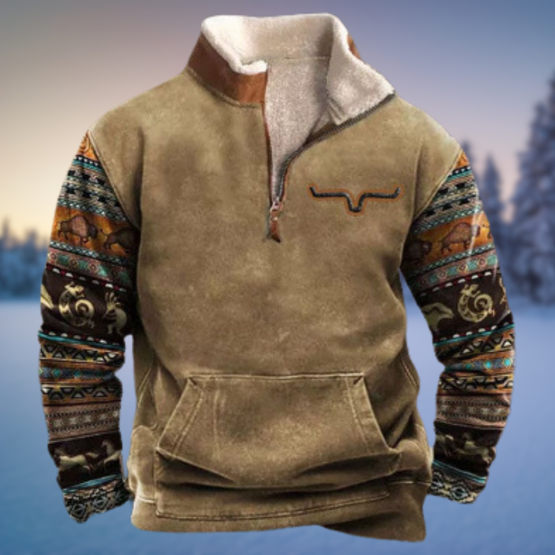 Relaxed Mens Jumper with Half-Zip Autumn in Stil 5