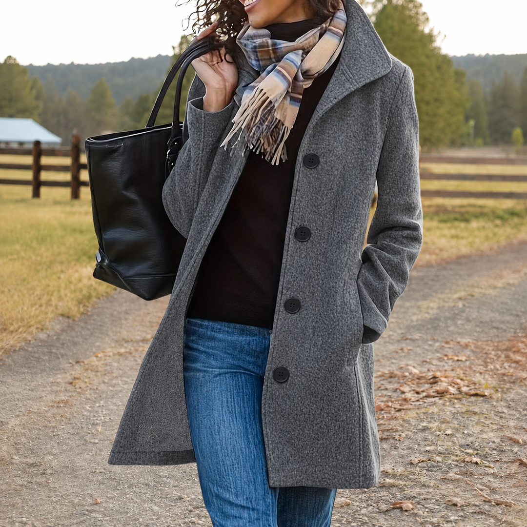 Relaxed Women's Jacket with Button Front in Grey
