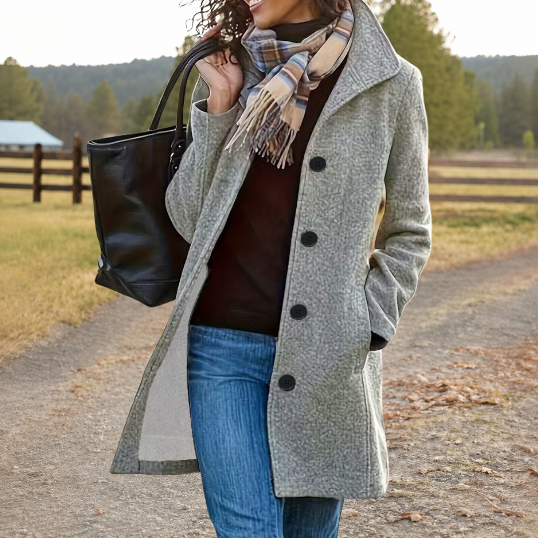 Relaxed Women's Jacket with Button Front in Light Grey