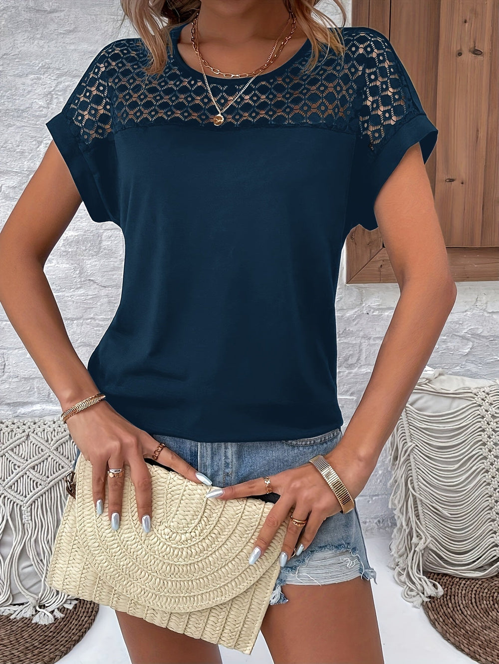 Stilvolles Batwing T-Shirt Womens t-shirt in Meerblau