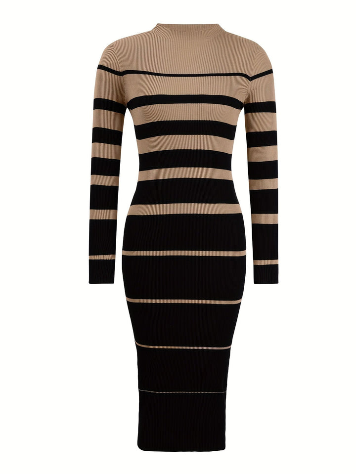 Striped Long-Sleeve Party Dress for Women (6)